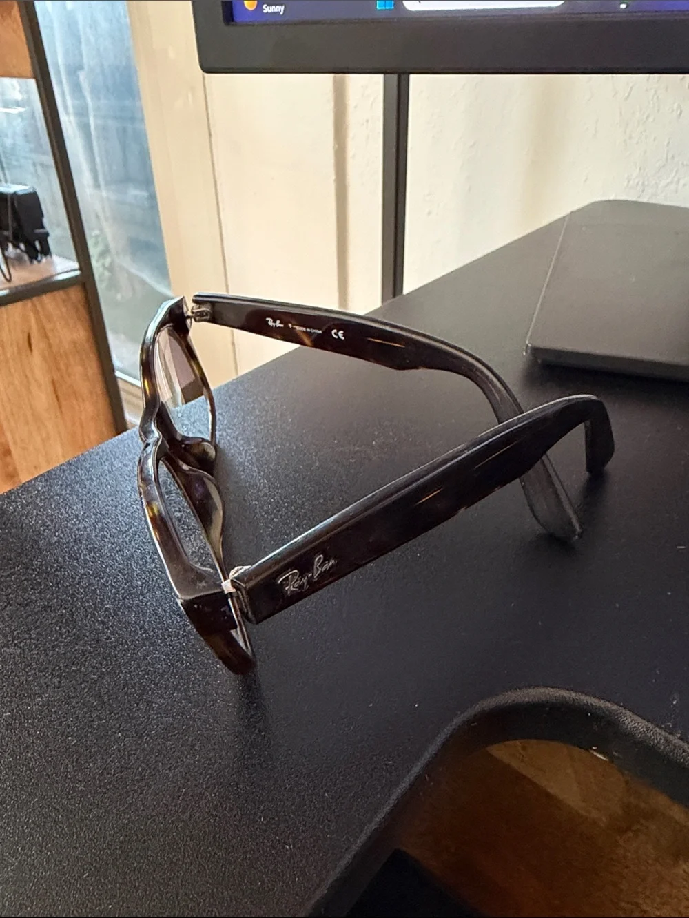Ray-Ban Black Wayfarer-Style Eyeglasses with Green Tinted Lenses